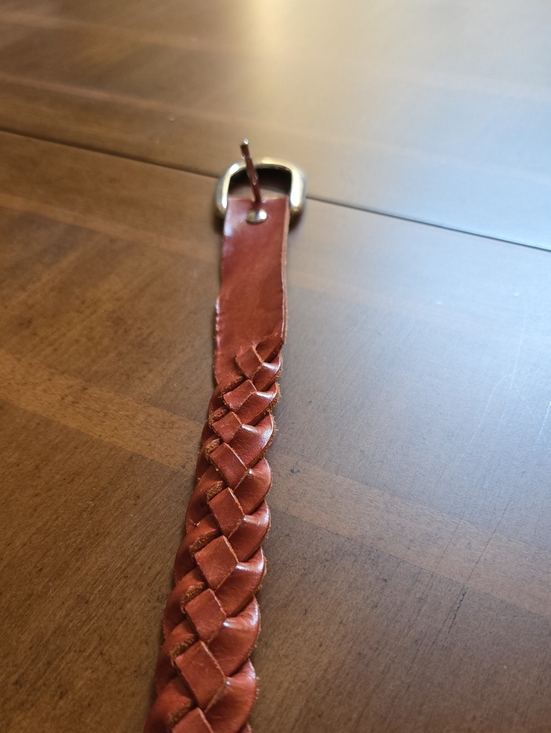 Accessories - Braided Leather Women Belt - Chestnut Brown